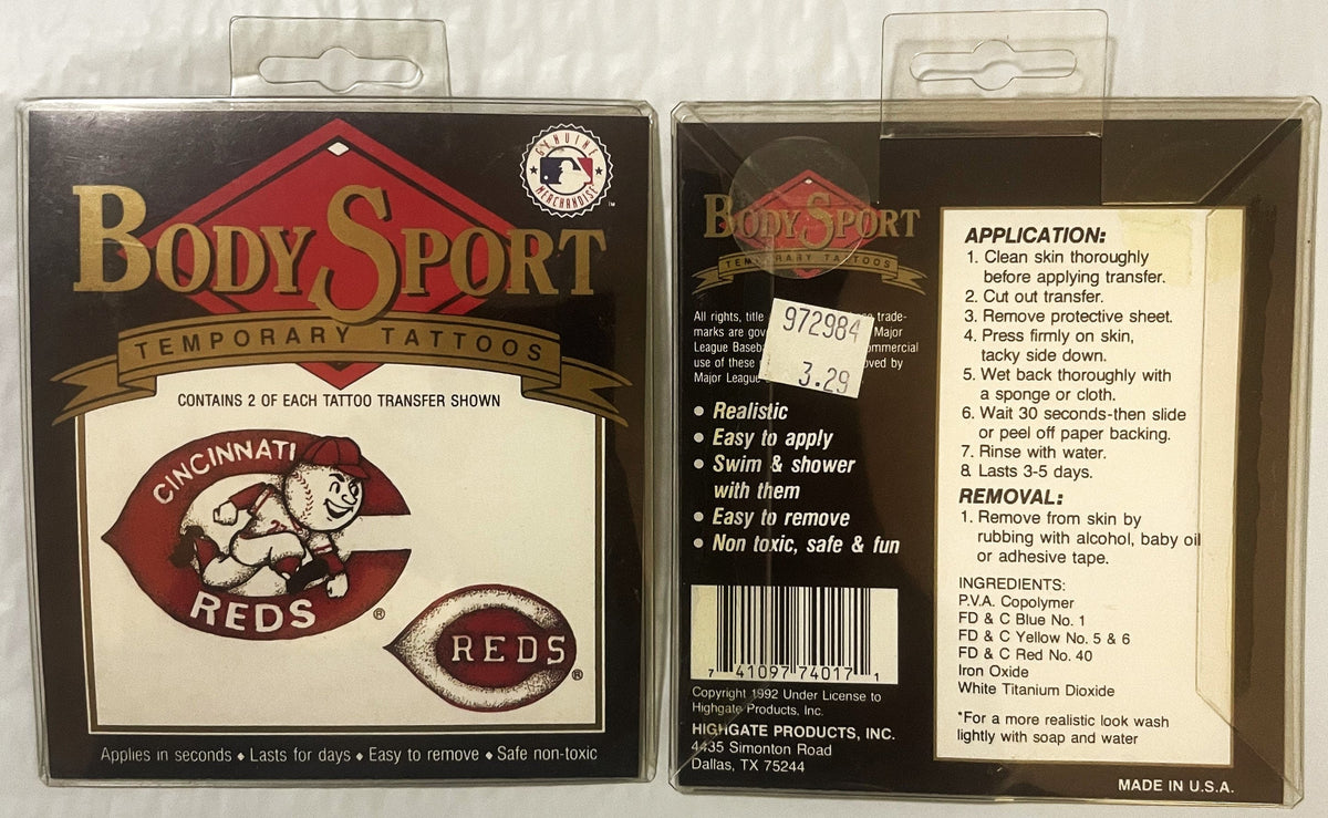 Vintage 1992 MLB Cincinatti Reds Temporary Tattoos ✨ Mr. Red Fan Memorabilia!