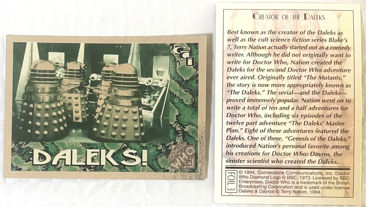 Vintage 1994 Doctor Who Daleks Foil Trading Card — Card 3 of 6 🛸