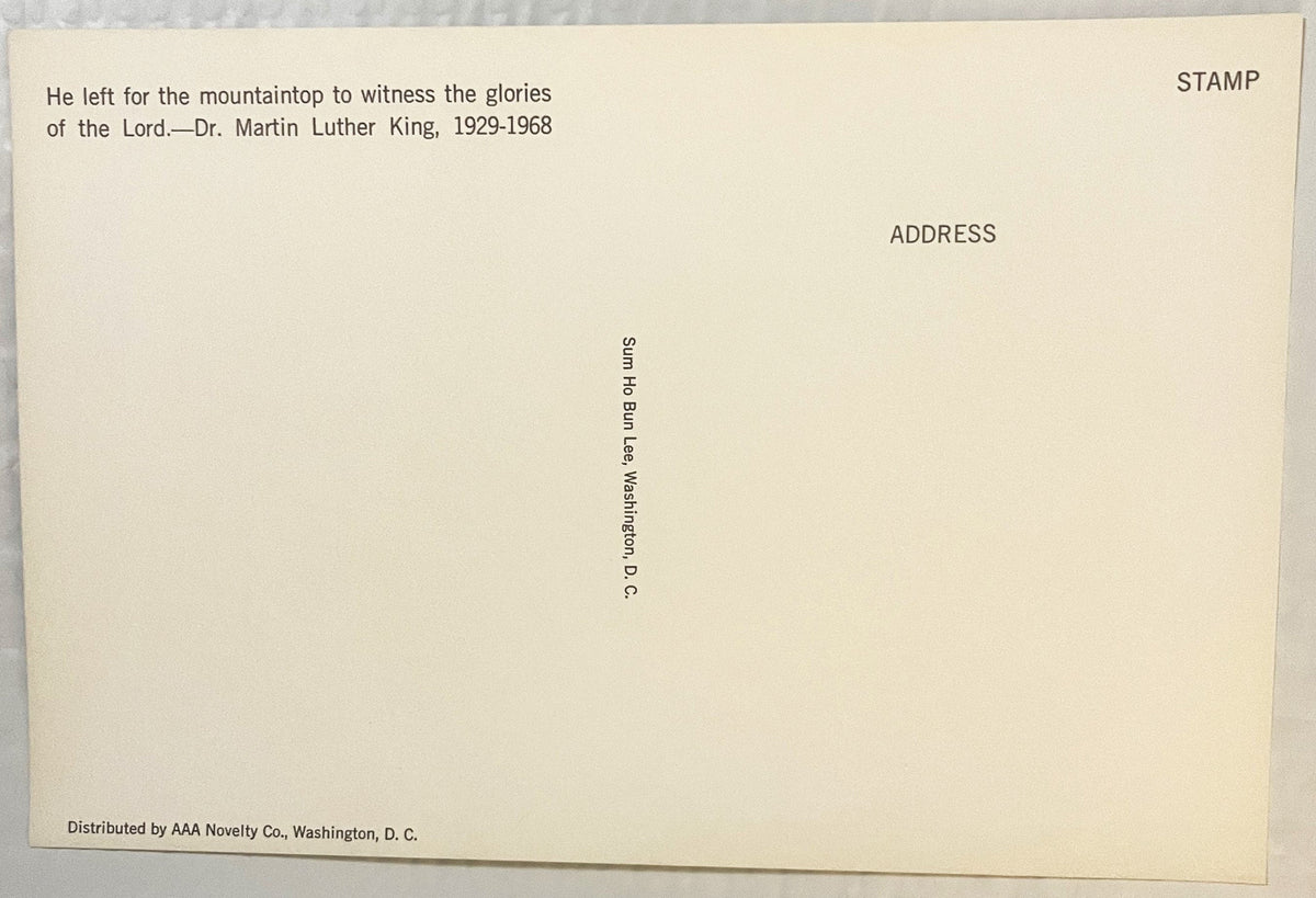 Vintage 1960s MLK Martin Luther King Memorial Postcard Large 9x6 NOS Sum Ho Bun Lee DC 🃏