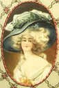 Antique Edwardian Candy Box Insert Blue Plumed Hat Lady Chromolithograph Printed in Germany NOS Belle Epoque Ephemera 🥫