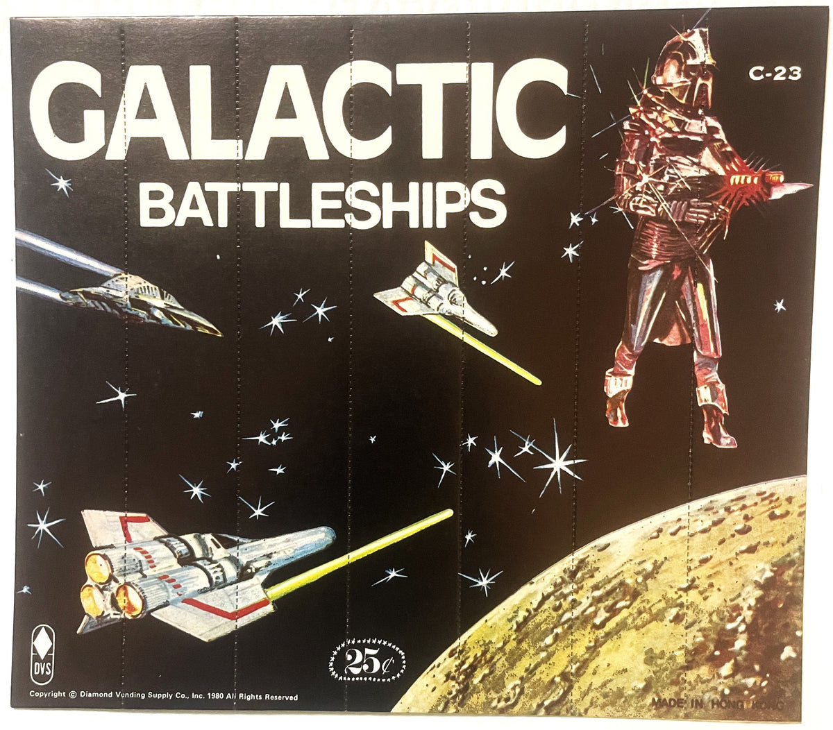 Vintage 1980 Galactic Battleships Vending Display Card - Diamond Vending Supply Co. Sci-Fi Header C-23 NOS Hong Kong 🃏
