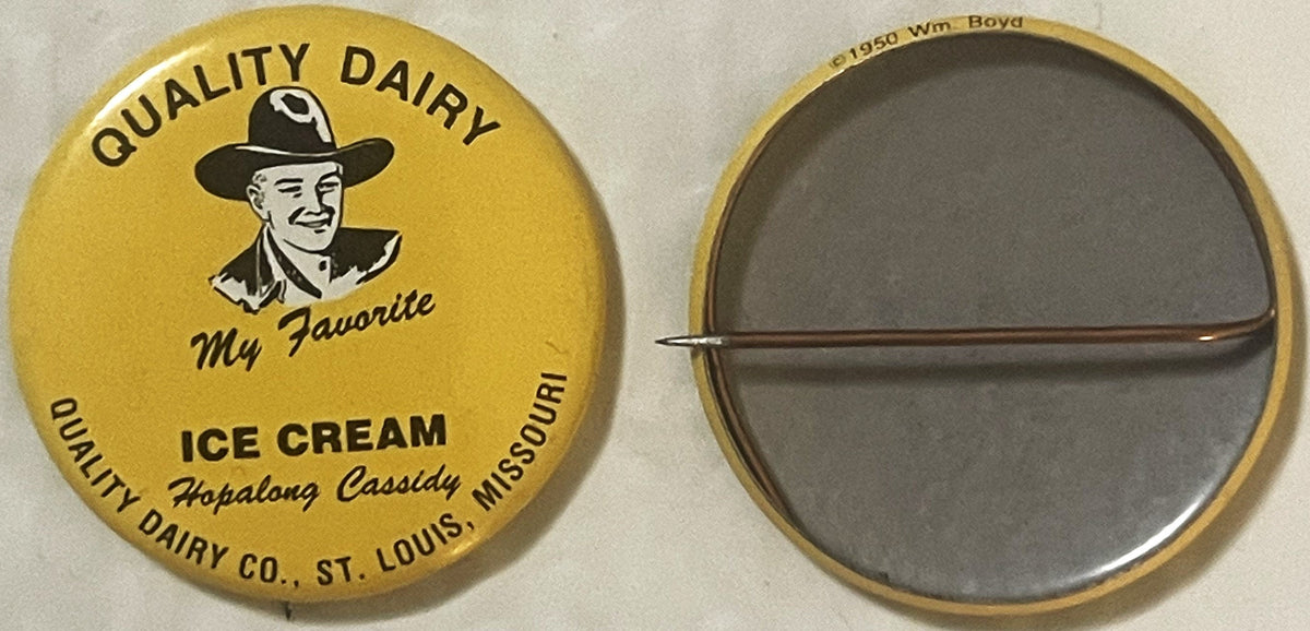 Vintage 1950 Hopalong Cassidy Ice Cream Pin 🎖 Quality Dairy St Louis NOS