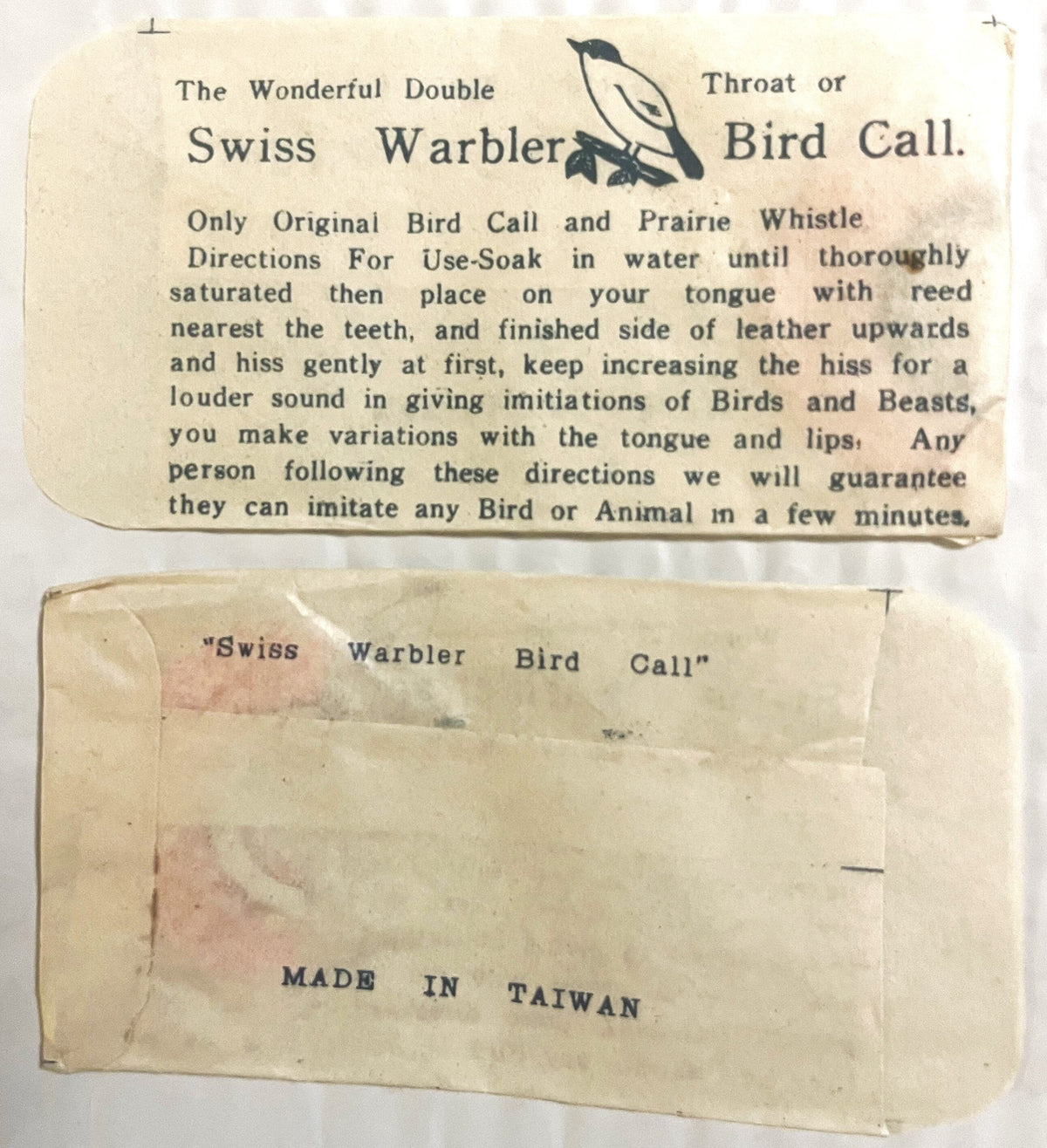 Vintage 🐦 NOS 1950s “Wonderful Double Throat” Swiss Warbler Bird & Animal Call – Prairie Whistle Classic