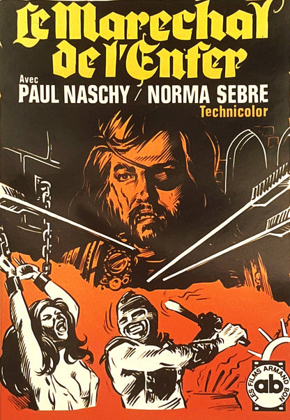 Vintage 1974 Le Maréchal de l'Enfer Belgium Movie Poster 🖼️ Paul Naschy Devil's Possessed Spanish Horror