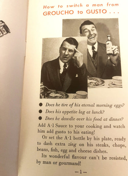 Vintage 1941 "Cooking for a Man" A·1 Sauce Print 📖 Heublein Hartford Advertising