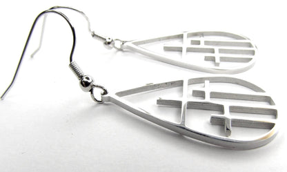 Teardrop 3 cross earrings necklace silver or gold triple crosses drop earrings teardrop hoop
