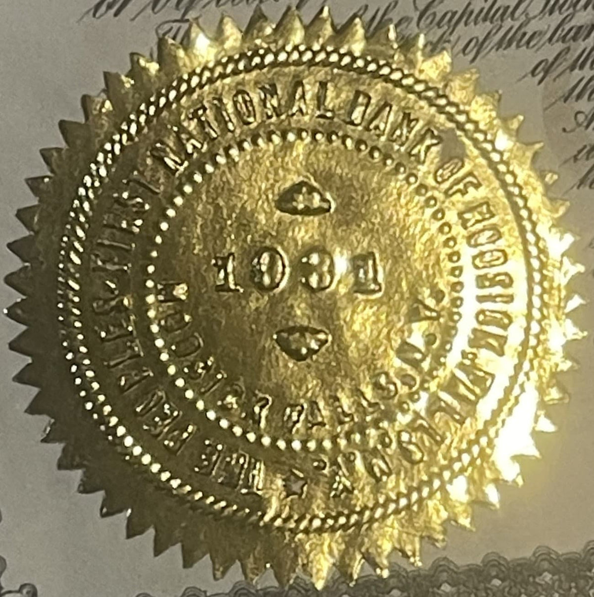 Antique 1930s Peoples-First National Bank Stock Certificate 🦅 Hoosick Falls NY