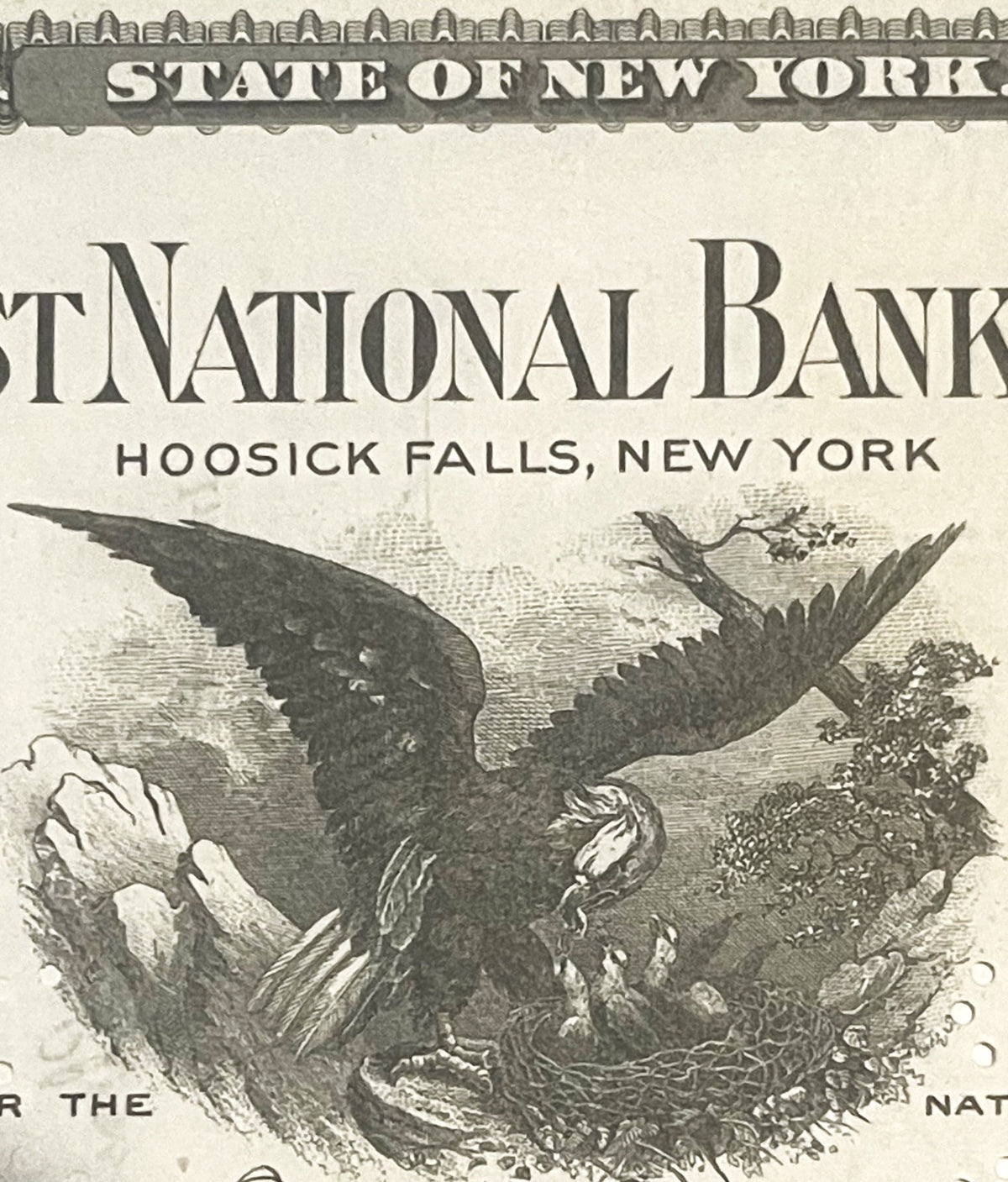 Antique 1930s Peoples-First National Bank Stock Certificate 🦅 Hoosick Falls NY