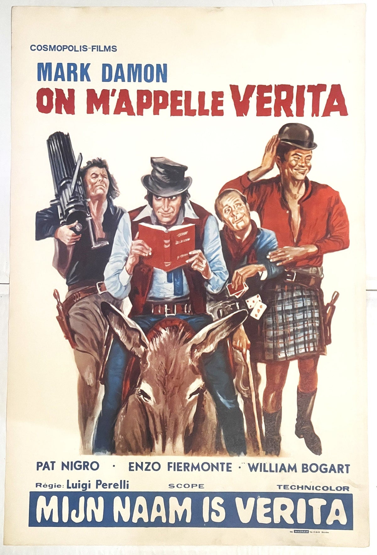 Vintage 1972 On M'Appelle Verita Belgian Movie Poster 🖼️ Mark Damon Comedy Spaghetti Western, Mijn Naam is Verita