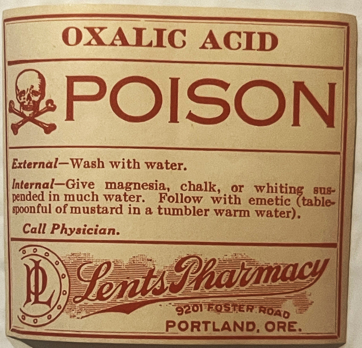 Antique Discover Rare 1920s Oxalic Acid Label from Portland Pharmacy
