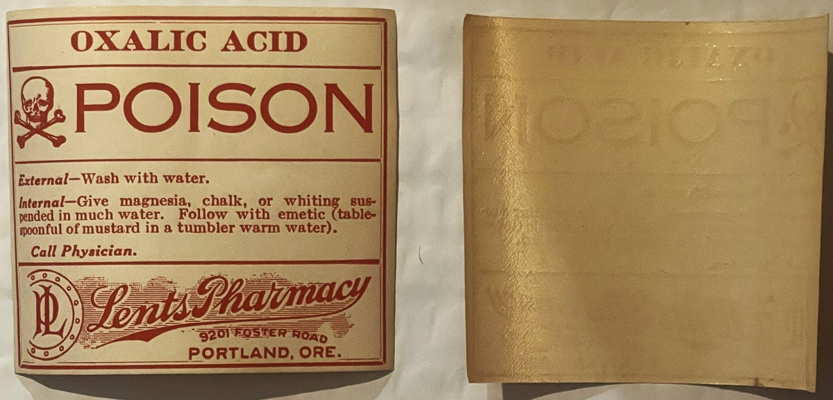 Antique Discover Rare 1920s Oxalic Acid Label from Portland Pharmacy
