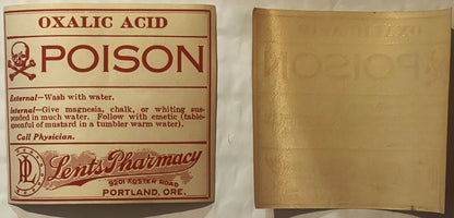 Antique Discover Rare 1920s Oxalic Acid Label from Portland Pharmacy