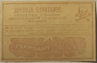 Vintage Denatured Alcohol Poison Label 🧪 Lents Pharmacy Portland OR