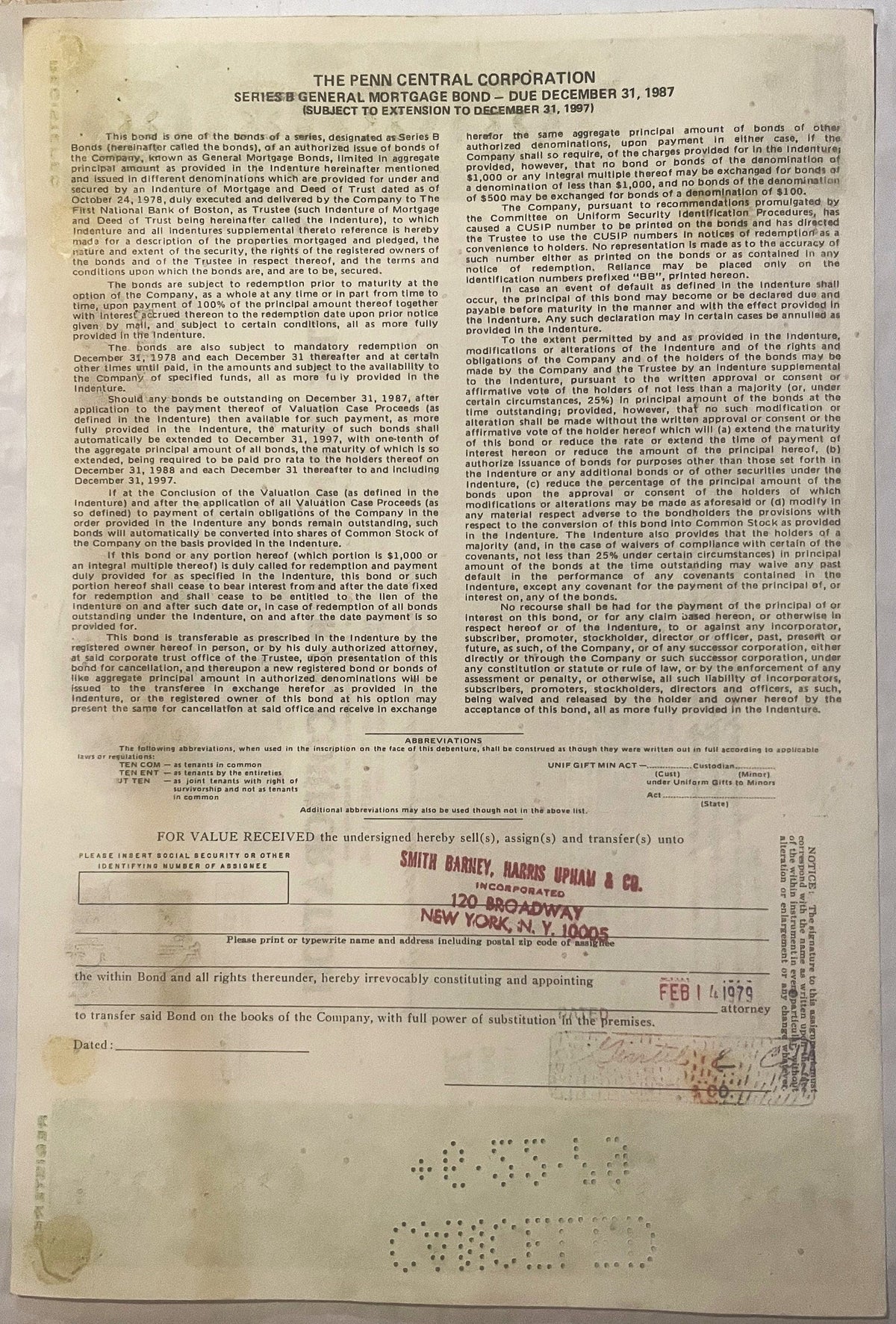 Vintage 1970s Penn Central Railroad Mortgage Bond: Historic Americana 📜