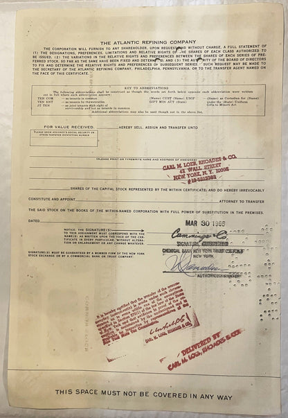 Vintage 1960s Atlantic Refining Company Stock Certificate Unearthed