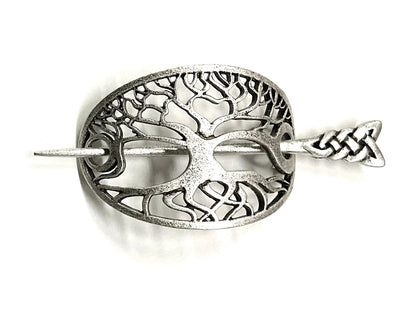 Tree of life hair barrette irish celtic metal stick hair clip viking hairpin pullback silver braided hairstyle clip hair accessories