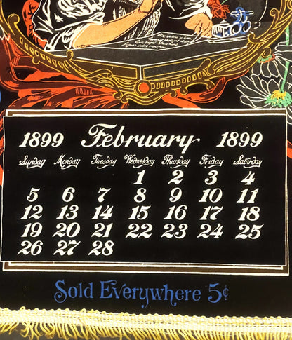 Antique Coke Coca-Cola Cloth Calendar Scroll Commemorating 1899