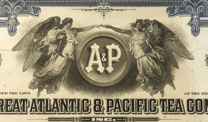 Vintage A&P Stock Certificate 💙 Great Atlantic & Pacific Tea Co. Blue 1950s–1970s