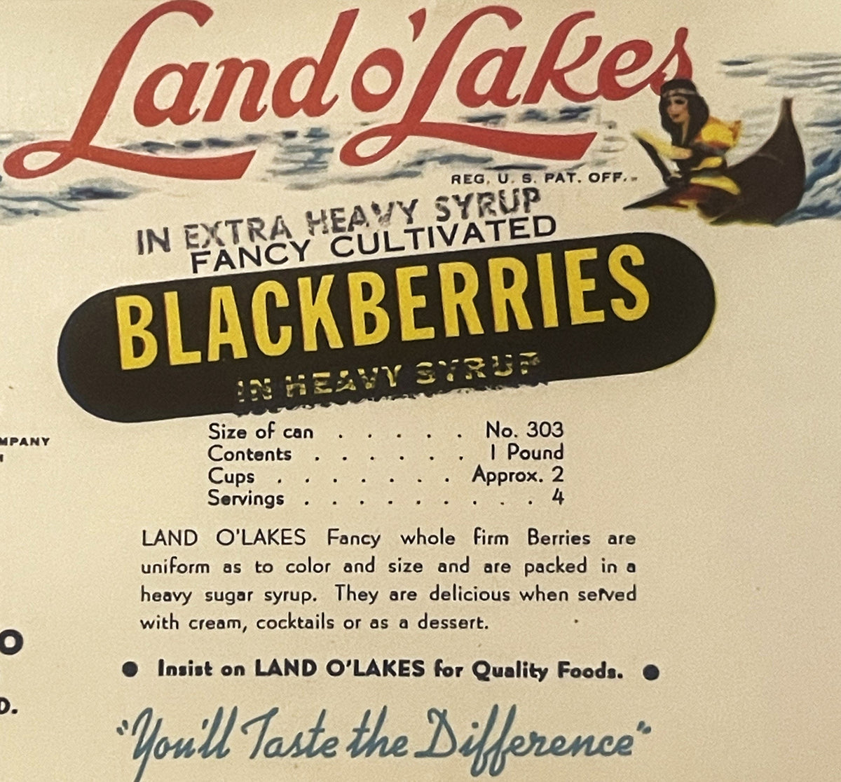 Rare Antique Vintage 1950s Land O' Lakes Can Label ✨ Baltimore MD, RIP Icon Mia!