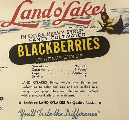 Rare Antique Vintage 1950s Land O' Lakes Can Label ✨ Baltimore MD, RIP Icon Mia!