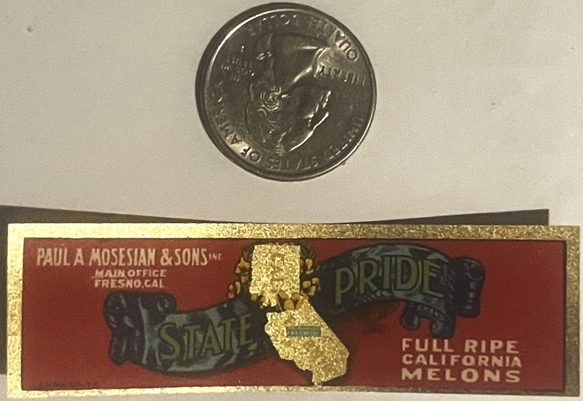Vintage California State Pride Melon Label from 1940s Fresno