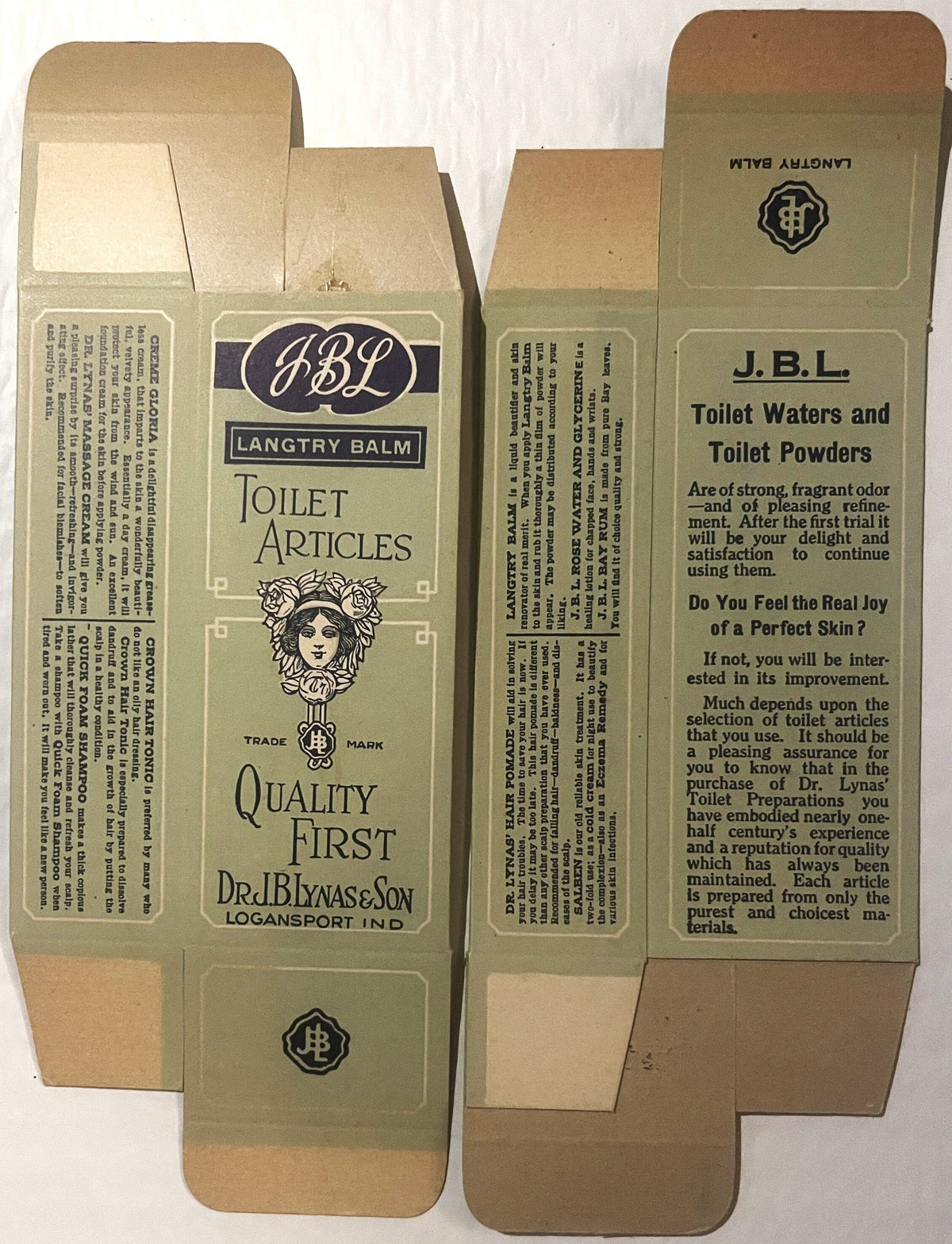 Antique 1920s JBL Toilet Articles Box from Logansport Indiana