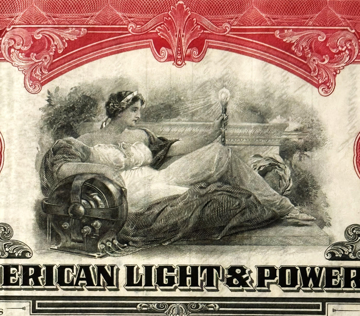 Vintage 1940s North American Light & Power Stock Certificate 📜 SEC Casualty Engraved Bank Note Company Share