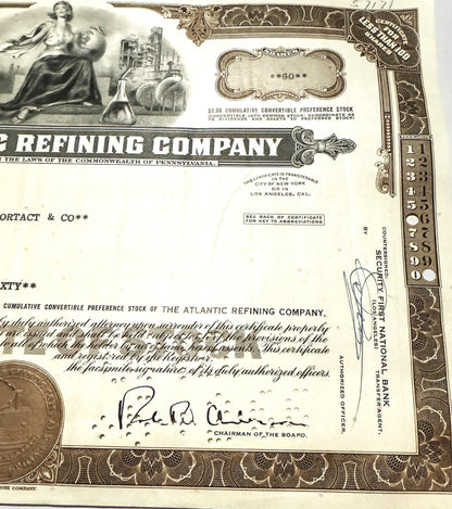 Vintage 1960s Atlantic Refining Company Stock Certificate Unveiled