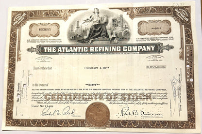 Vintage 1960s Atlantic Refining Company Stock Certificate Unveiled