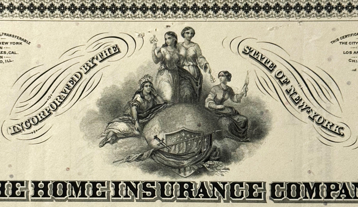 Vintage 1950s Home Insurance Company Stock Certificate Discovered