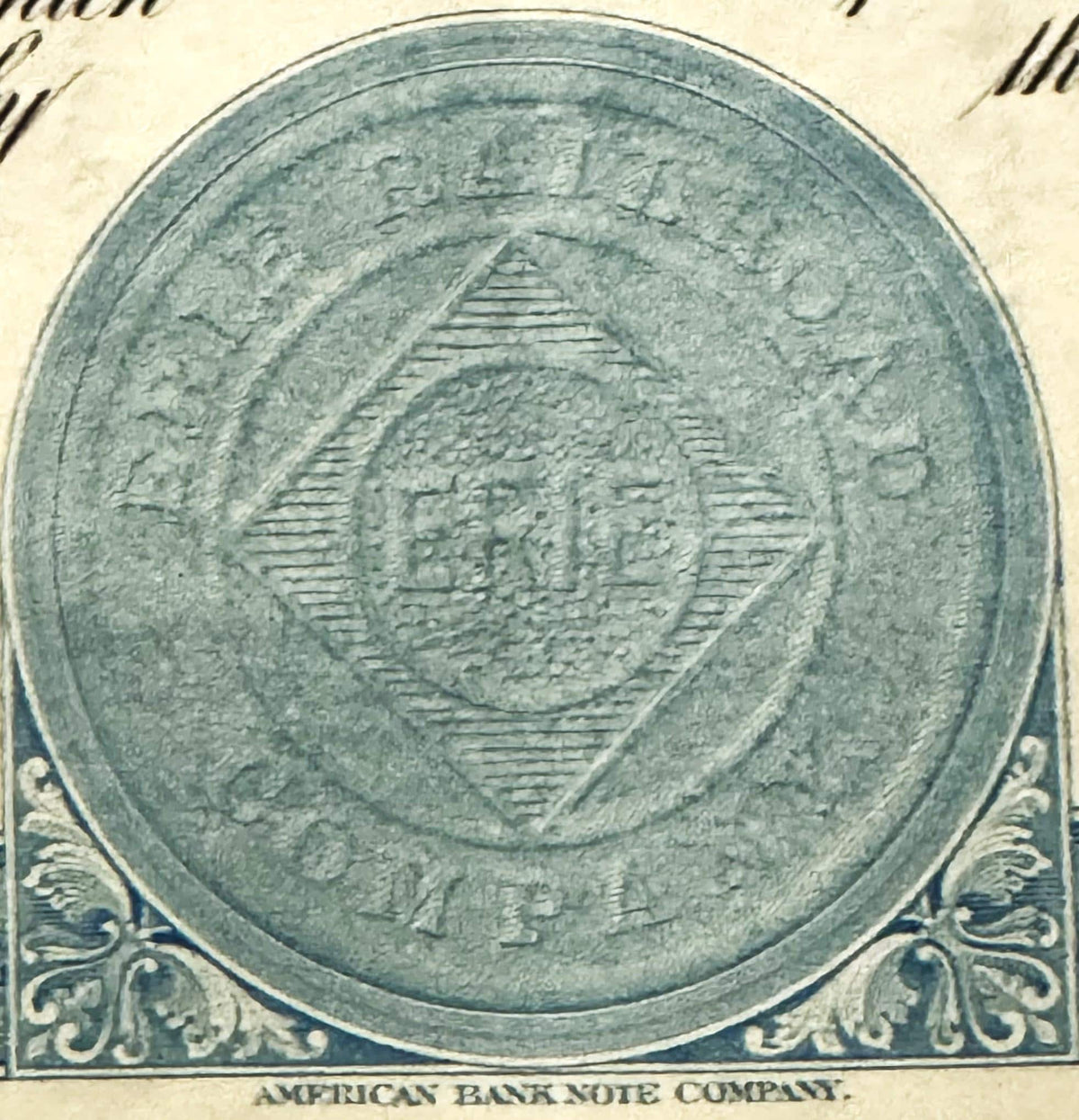 Antique 1940s 1950s Erie Railroad Stock Certificate Blue Preferred Clean Vignette No Hole Punches NY Scripophily 📜