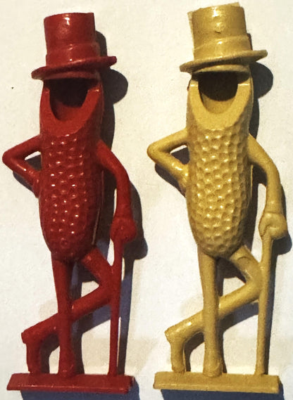 Vintage Planters Mr. Peanut Figural Whistle NOS Advertising Collectible Red & Gold Plastic Figure Top Hat Monocle