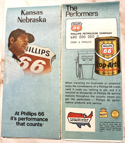 Vintage 1972 Phillips Route 66 Kansas Nebraska Map ✨ NOS Historic Americana!