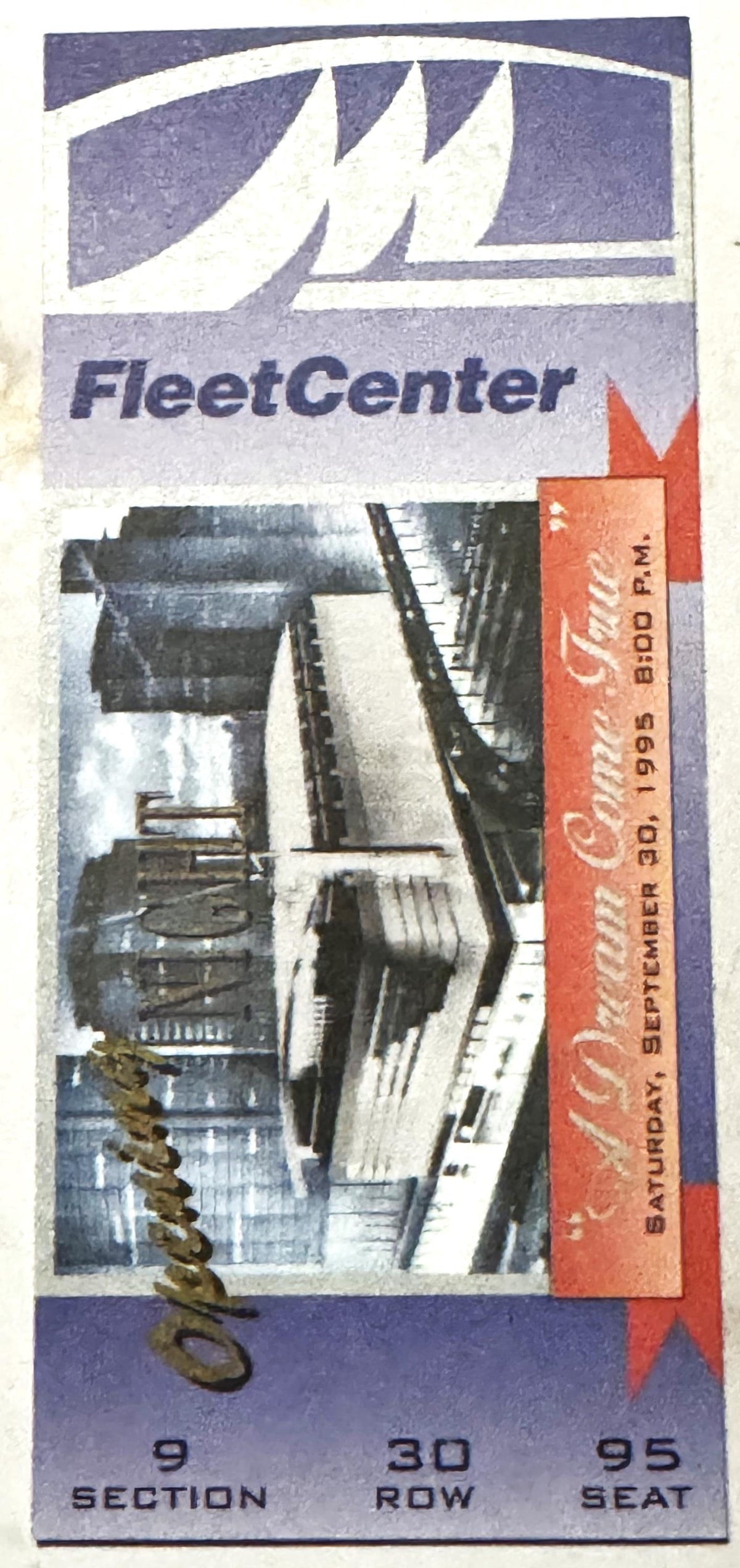 Vintage 1995 FleetCenter Opening Night Ticket ✨ "A Dream Come True" TD Garden, MA
