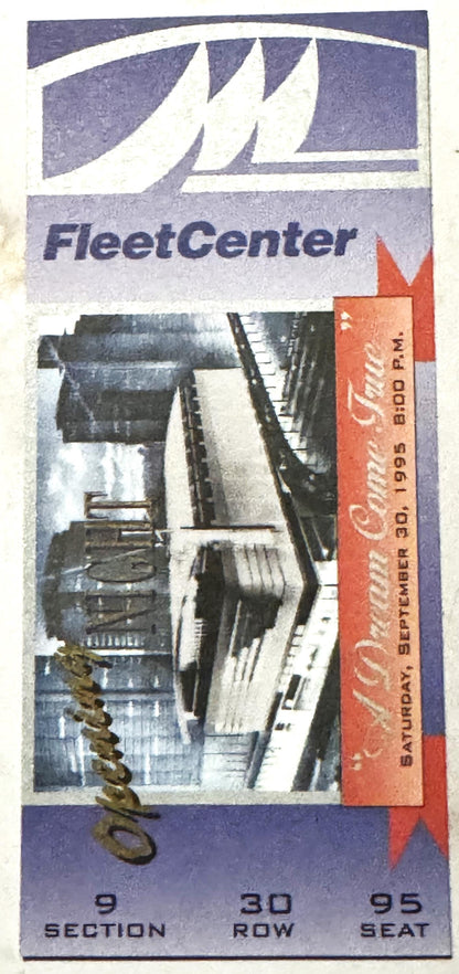Vintage 1995 FleetCenter Opening Night Ticket ✨ "A Dream Come True" TD Garden, MA