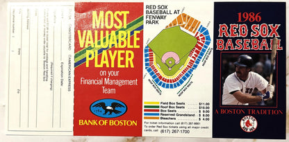 Vintage 1986 Wade Boggs Boston Red Sox Schedule Ticket Order Form Bank of Boston ⚾