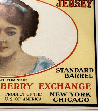 Antique Vintage 1920s Jersey Belle Eatmor Cranberries Barrel Label, NY, NJ, CHI ✨