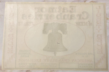 Antique 1920s Liberty Bell Eatmor Cranberries Barrel Label Unearthed