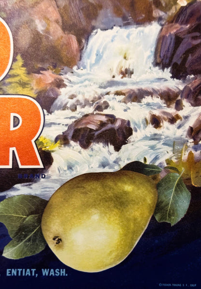 Vintage 1950s Mad River Pears Crate Label - Washington Memorabilia 🍎