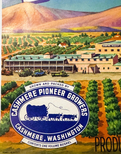 Vintage 1950s Empire Builder Apples Crate Label 🍎 Cashmere, WA, Unique Americana!