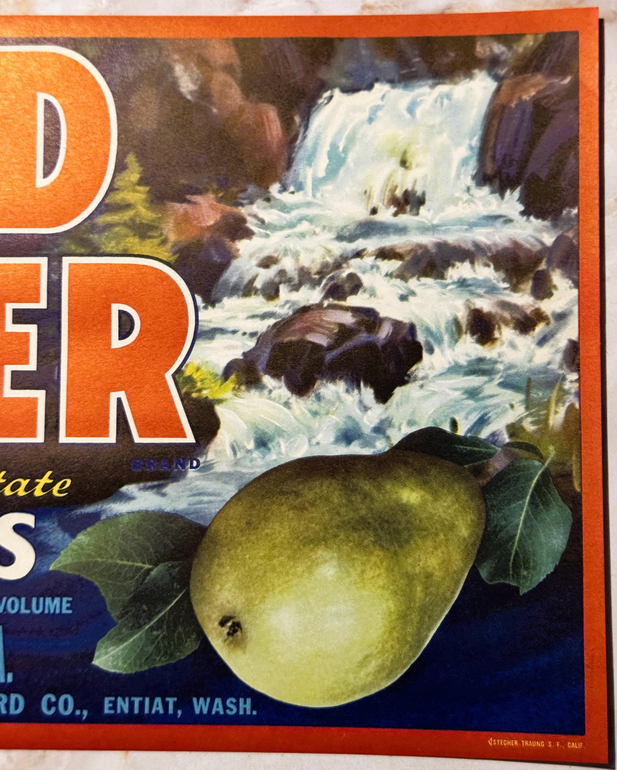 Vintage 1950s Mad River Pears Crate Label - Washington Memorabilia 🍎