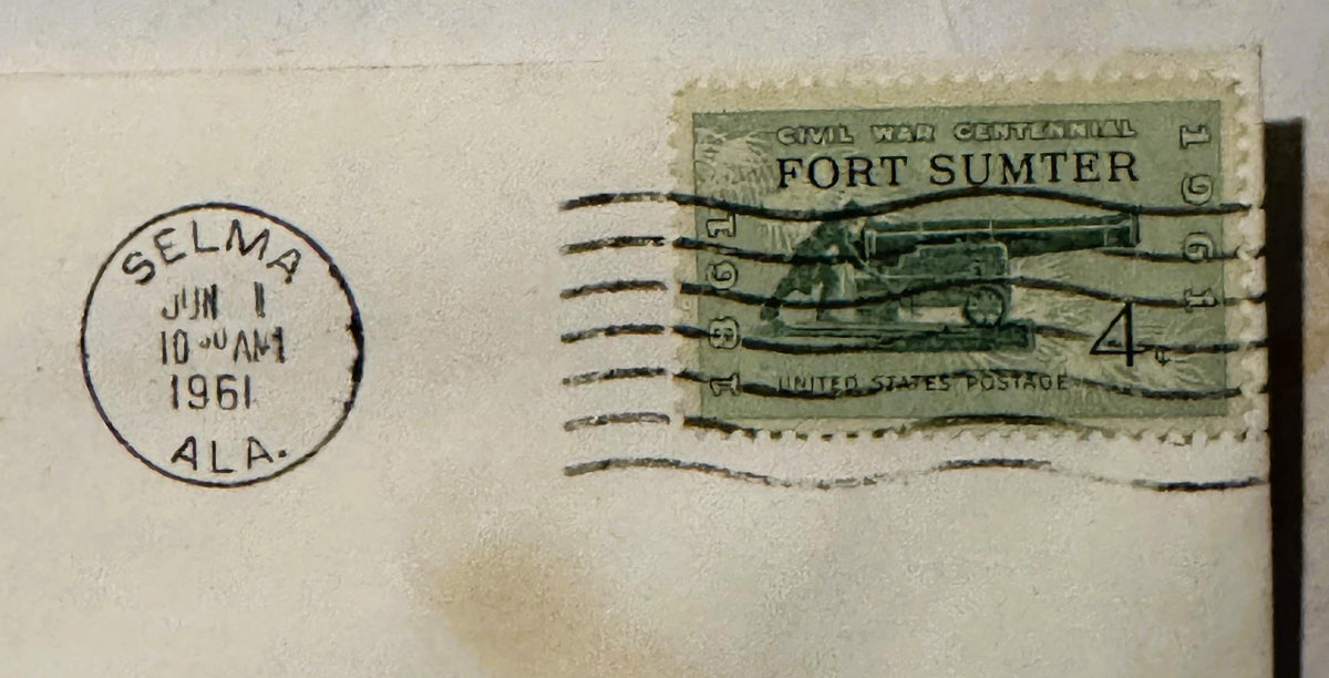 Vintage 1961 Civil War Centennial Series Jefferson Davis Stamped Envelope, Fort ✉️