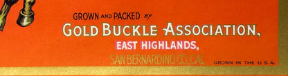 Antique 1920s Lochinvar Brand Sunkist Crate Label — Gold Buckle Association, East Highlands, San Bernardino Co., California