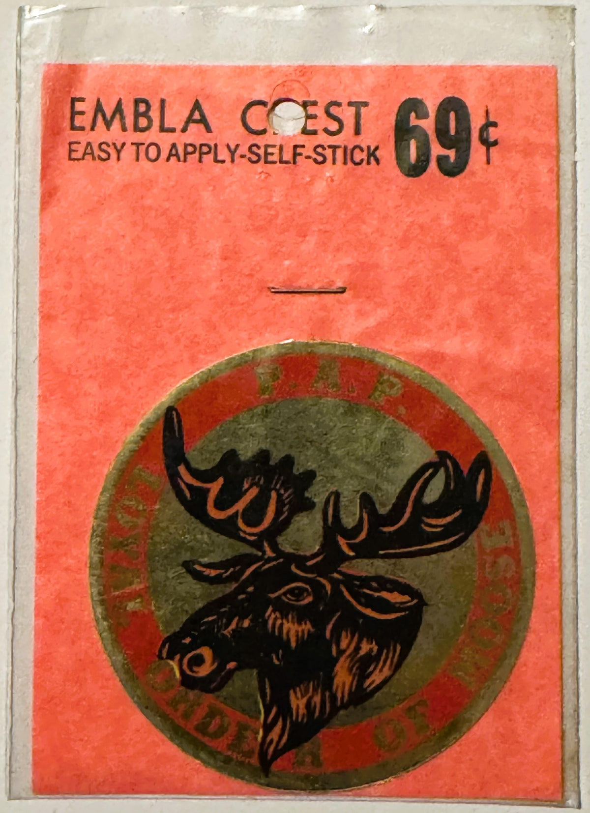Vintage 1960s Embla Crest Loyal Order of Moose Decal
