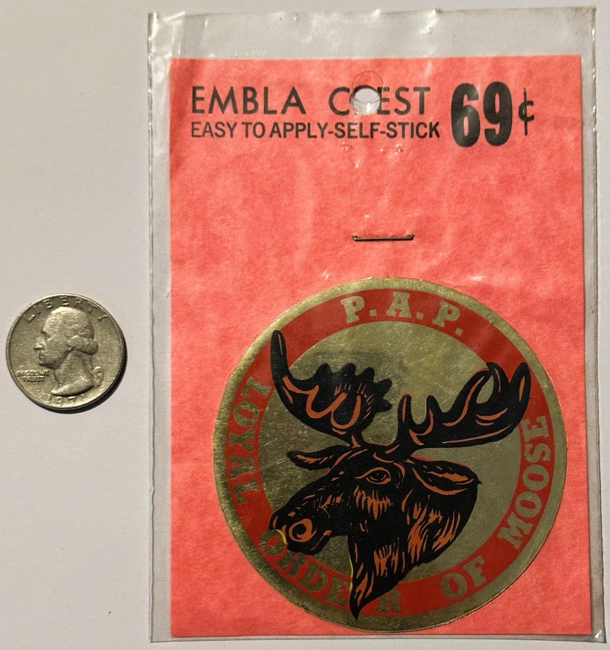 Vintage 1960s Embla Crest Loyal Order of Moose Decal
