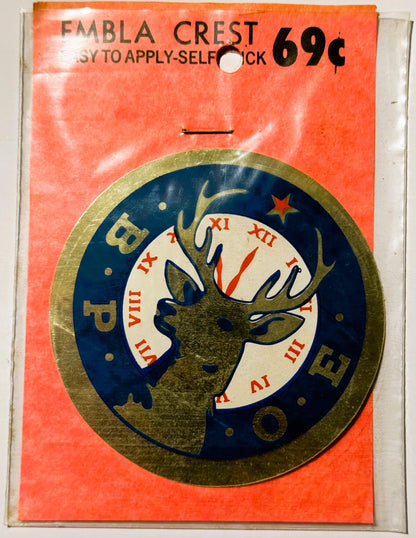 Rare Vintage 1960s Benevolent and Protective Order of Elks Decal, Embla Crest S2 ✨