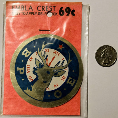 Rare Vintage 1960s Benevolent and Protective Order of Elks Decal, Embla Crest S2 ✨