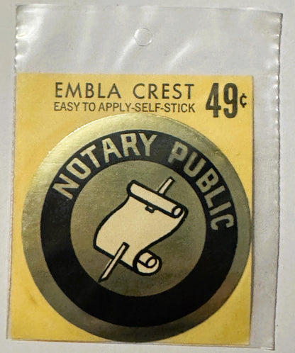 Rare Vintage 1960s Notary Public Decal - Sticker ✨ Unique American Memorabilia!
