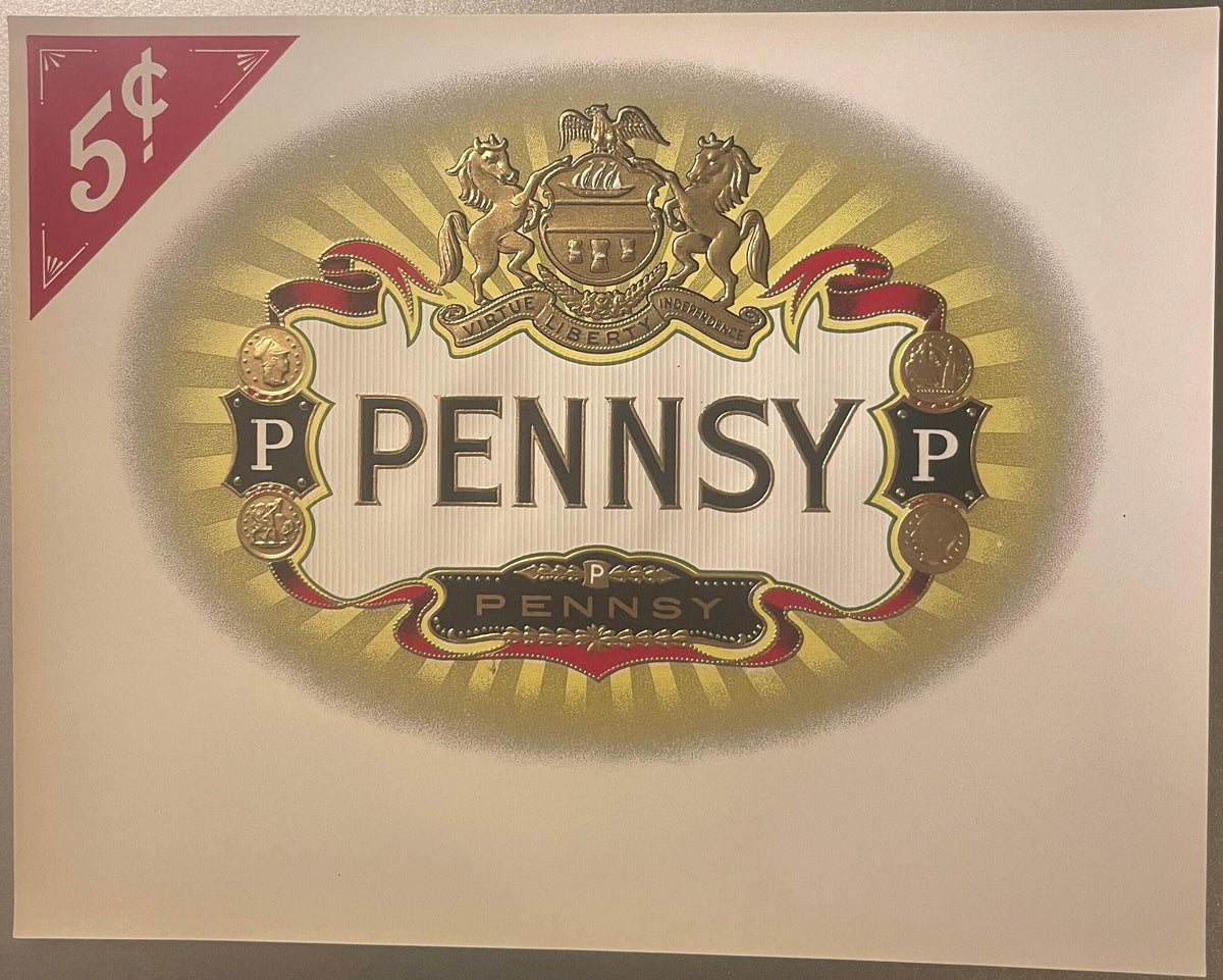 Antique 1900s - 1920s Pennsy Gold Embossed Cigar Label Tampa 🚬 FL, Classic!