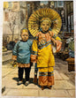 Emil Flohri Chinese Children Antique Color Print c. 1910s-20s Chinatown Festival Street Scene Signed Wall Art Decor 🖼️